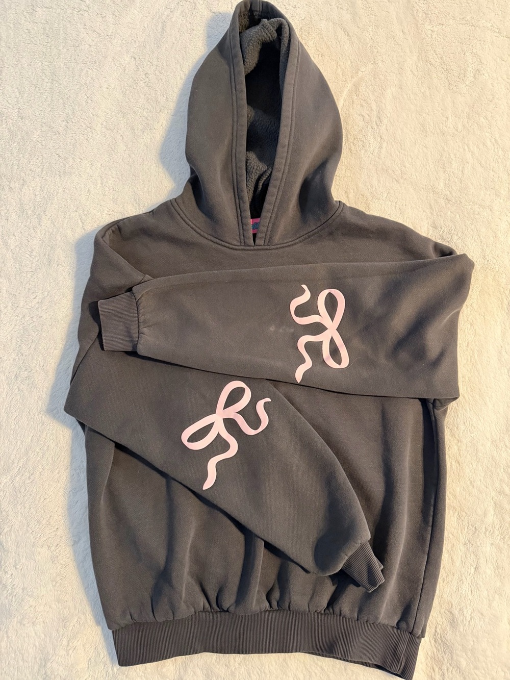 Edikted Black Hoodie with Pink Bows GUC XS
